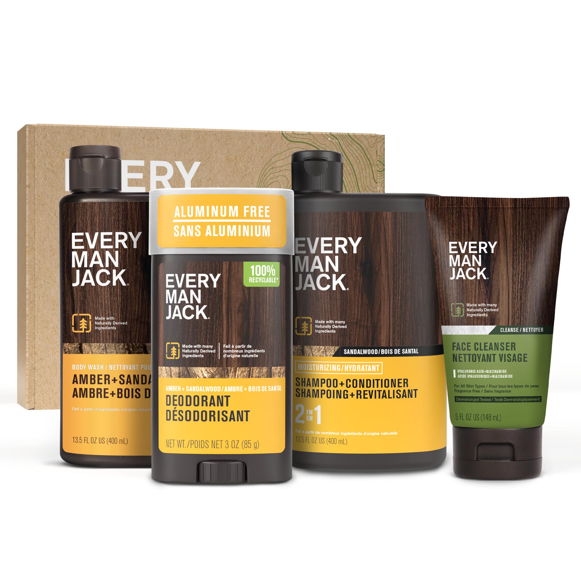 Every Man Jack jabon corporal ámbar-sándalo para limpieza suave diaria