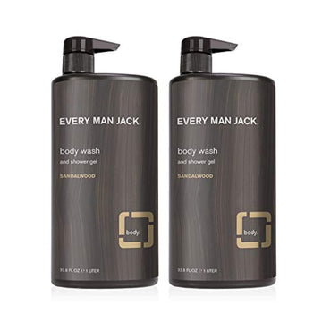 Every Man Jack Jabon Cuerpo Sandalwood, botella de 2, aroma outdoor para limpieza suave