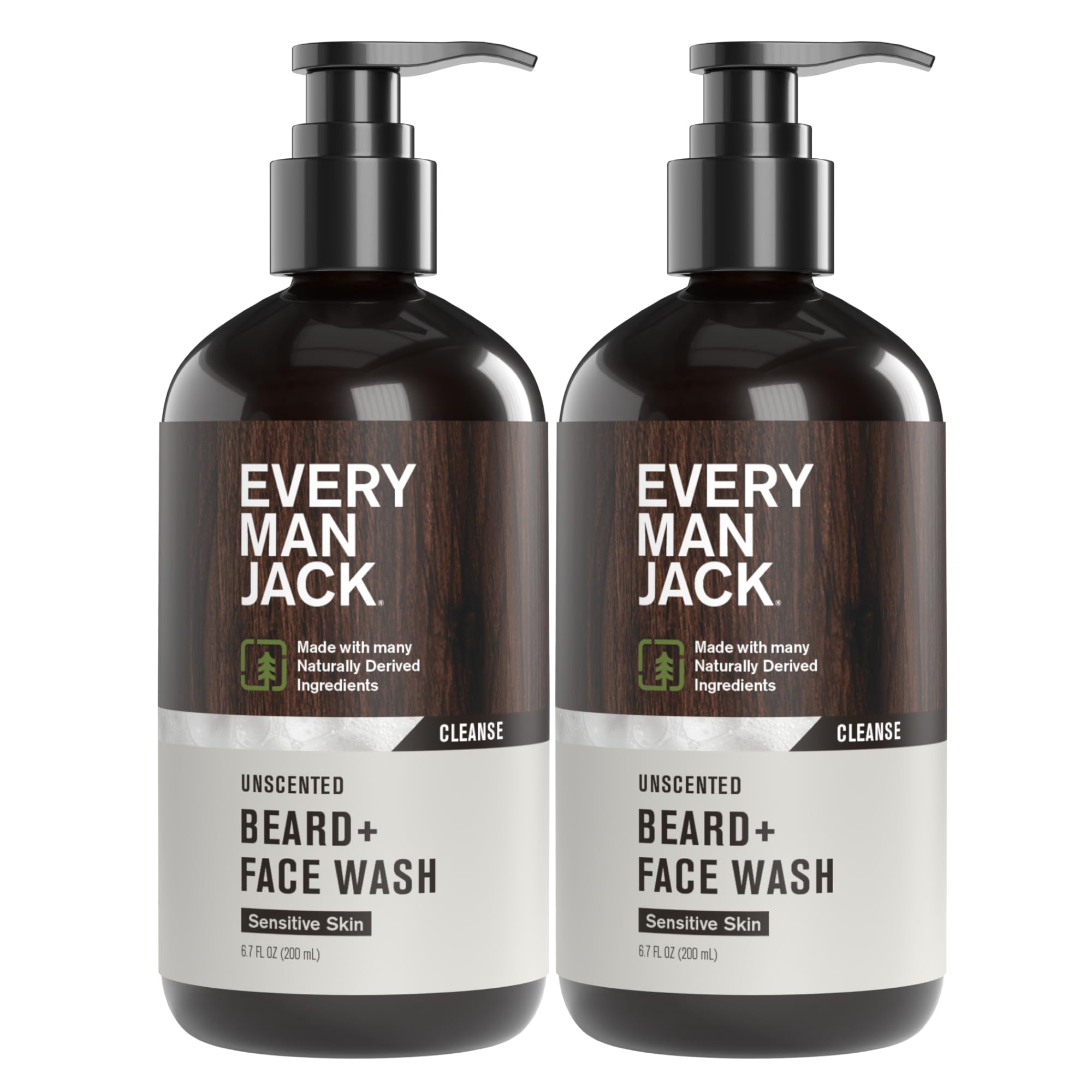 Every Man Jack limpiador 2 en 1 para barba y piel sin fragancia, ideal para piel sensible.