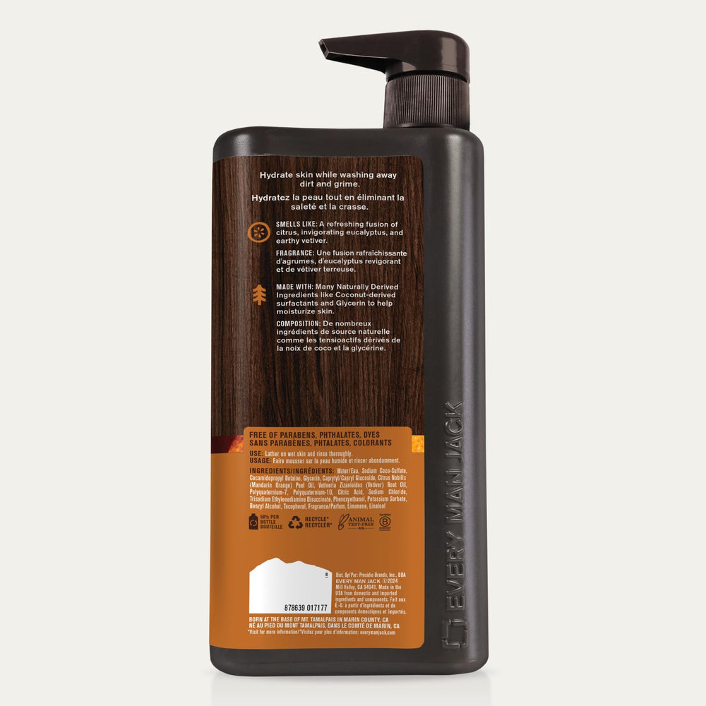 Every Man Jack citrus eucalyptus scent profile enhances daily shower routine experience.