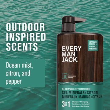 Every Man Jack Sea Minerals + Citron, etiqueta visible con aroma oceánico.