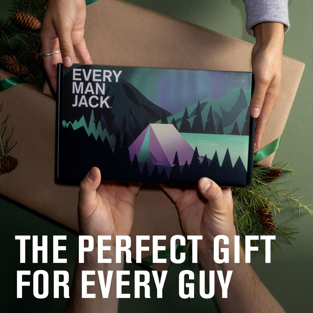 Every Man Jack 3-pack box on shelf, ideal for travel or gifts.