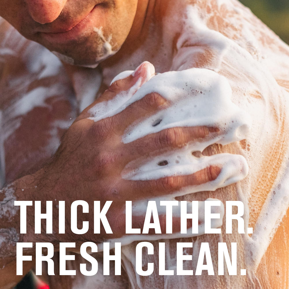 Every Man Jack winter body wash rich foam close-up showing creamy lather.
