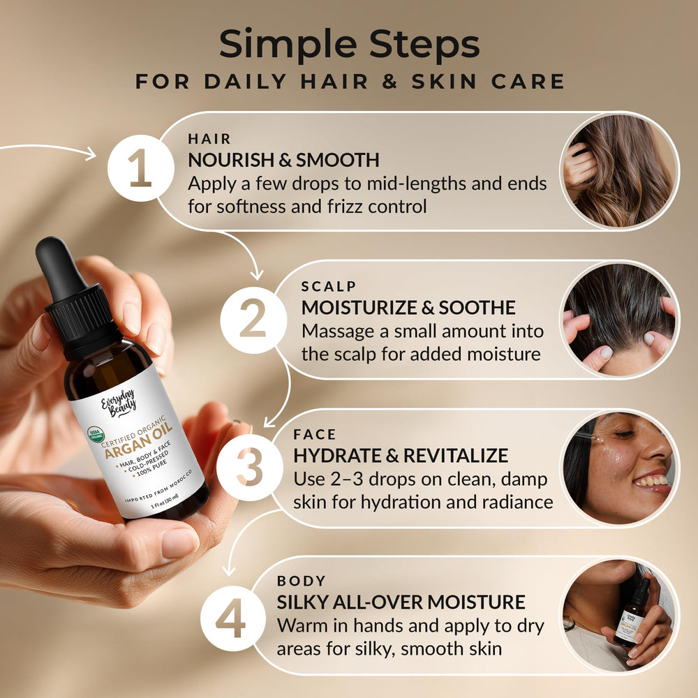 Aceite de Argán Everyday Beauty uso multiuso para cabello, rostro y cuerpo