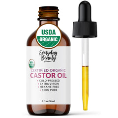 Everyday Beauty aceite de ricino, frasco de vidrio puro para uso diario en cabello