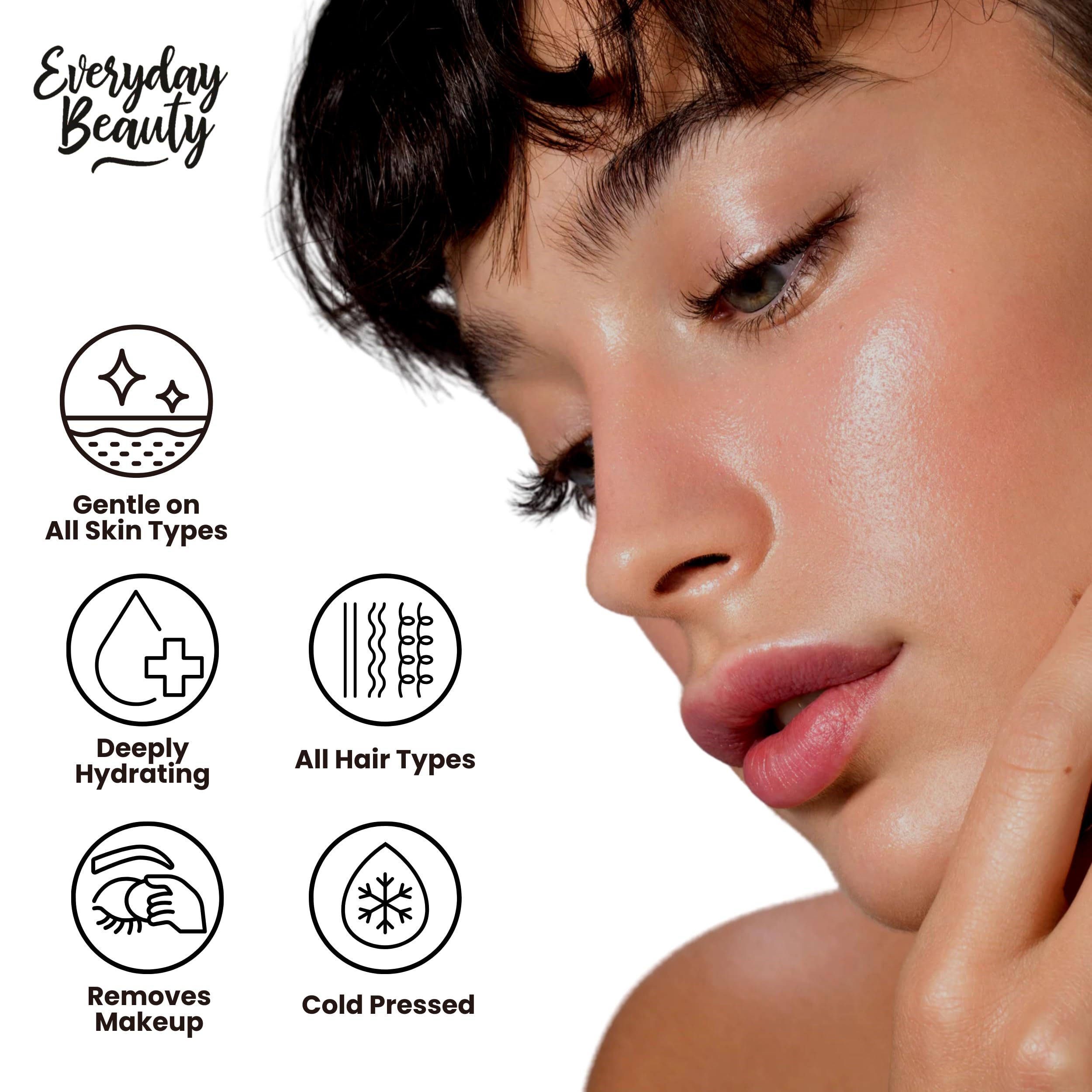 Aplicación diaria del aceite Rosa Mosqueta Everyday Beauty en el rostro para piel suave.
