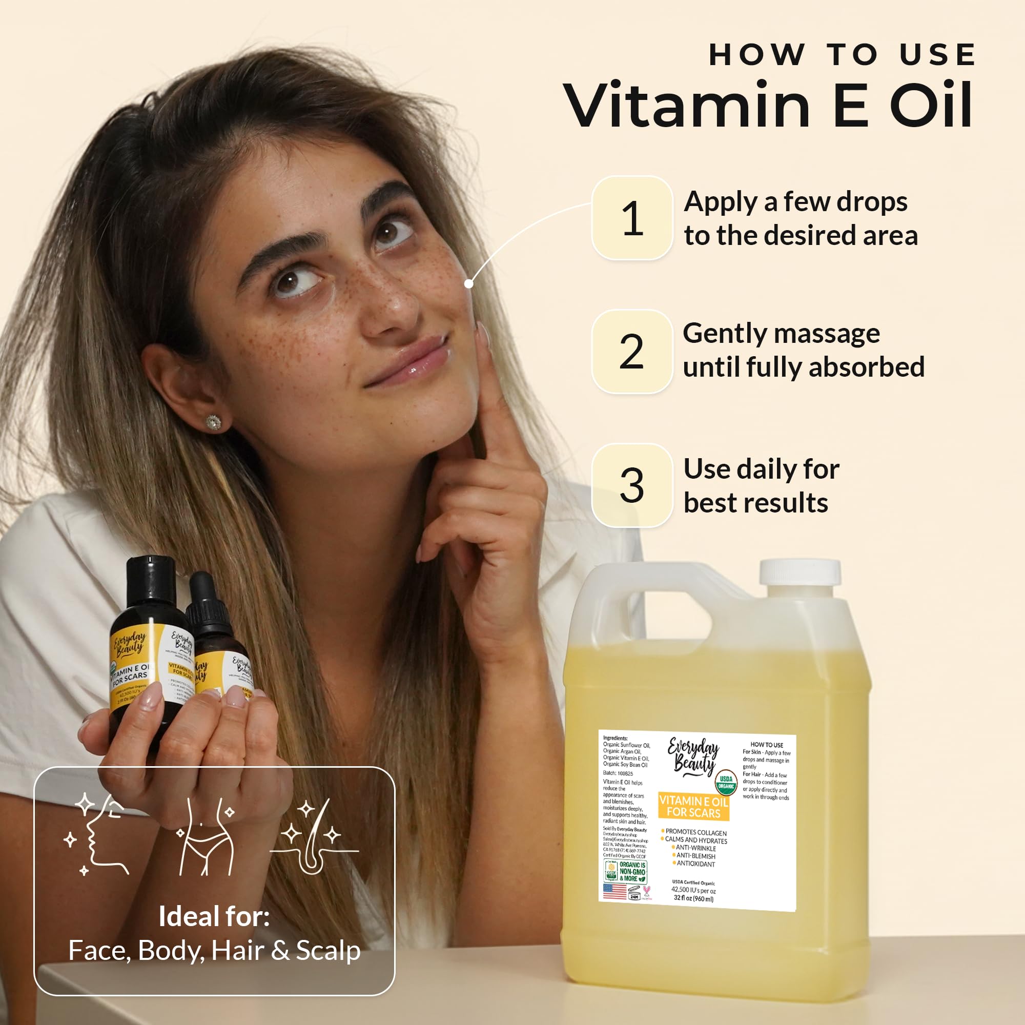 Everyday Beauty Frasco grande de 32 onzas para uso prolongado.