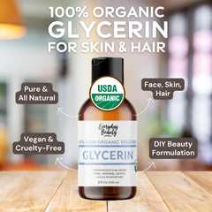 Etiqueta USDA en glicerina orgánica Everyday Beauty para cosmética natural.