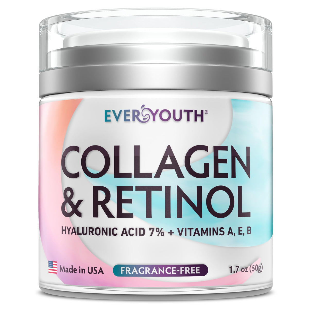 Crema EVERYOUTH con colágeno para la cara, hidratación profunda y piel suave.