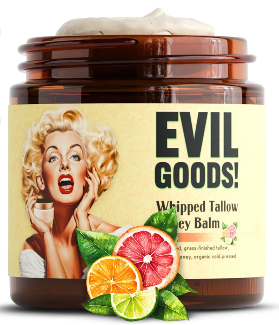 Bálsamo Evil Goods en frasco de cristal para hidratación profunda de la piel.
