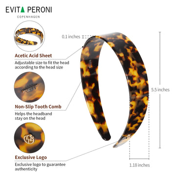 EVITA PERONI diadema acetato tortuga, ideal para maquillaje y rutinas