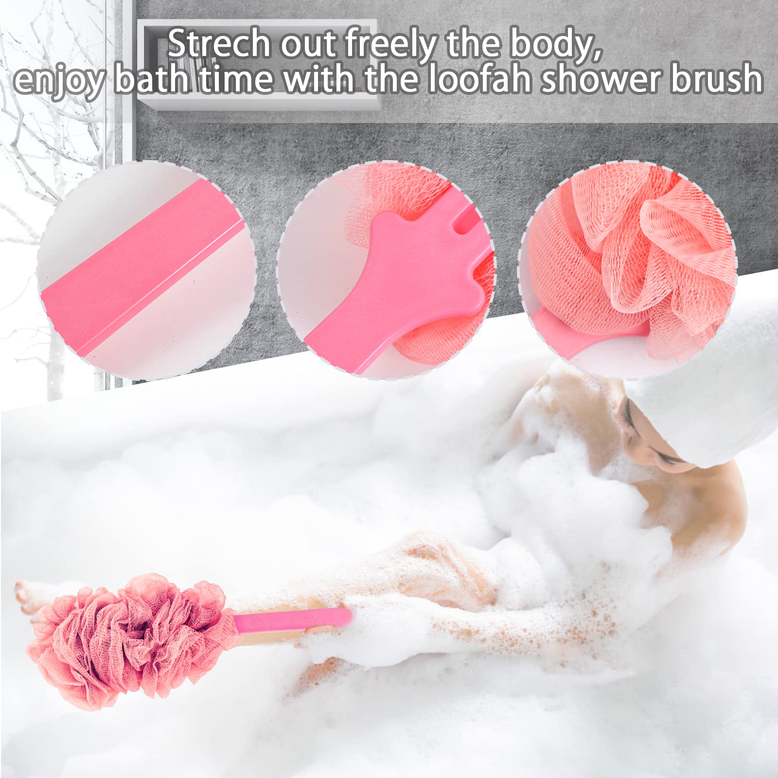 Lufa exfoliante de Evmliy genera burbujas densas para la ducha.