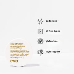 EVO Crop Strutters definición ideal para cabello corto con brillo medio.