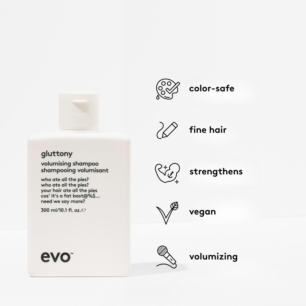 EVO Gluttony Shampoing: cheveux fins gagnent du corps sans alourdir.