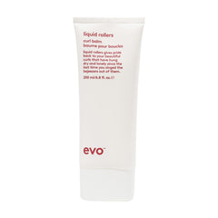 EVO Liquid Rollers Curl Balm junto al envase, definición suave y control del frizz