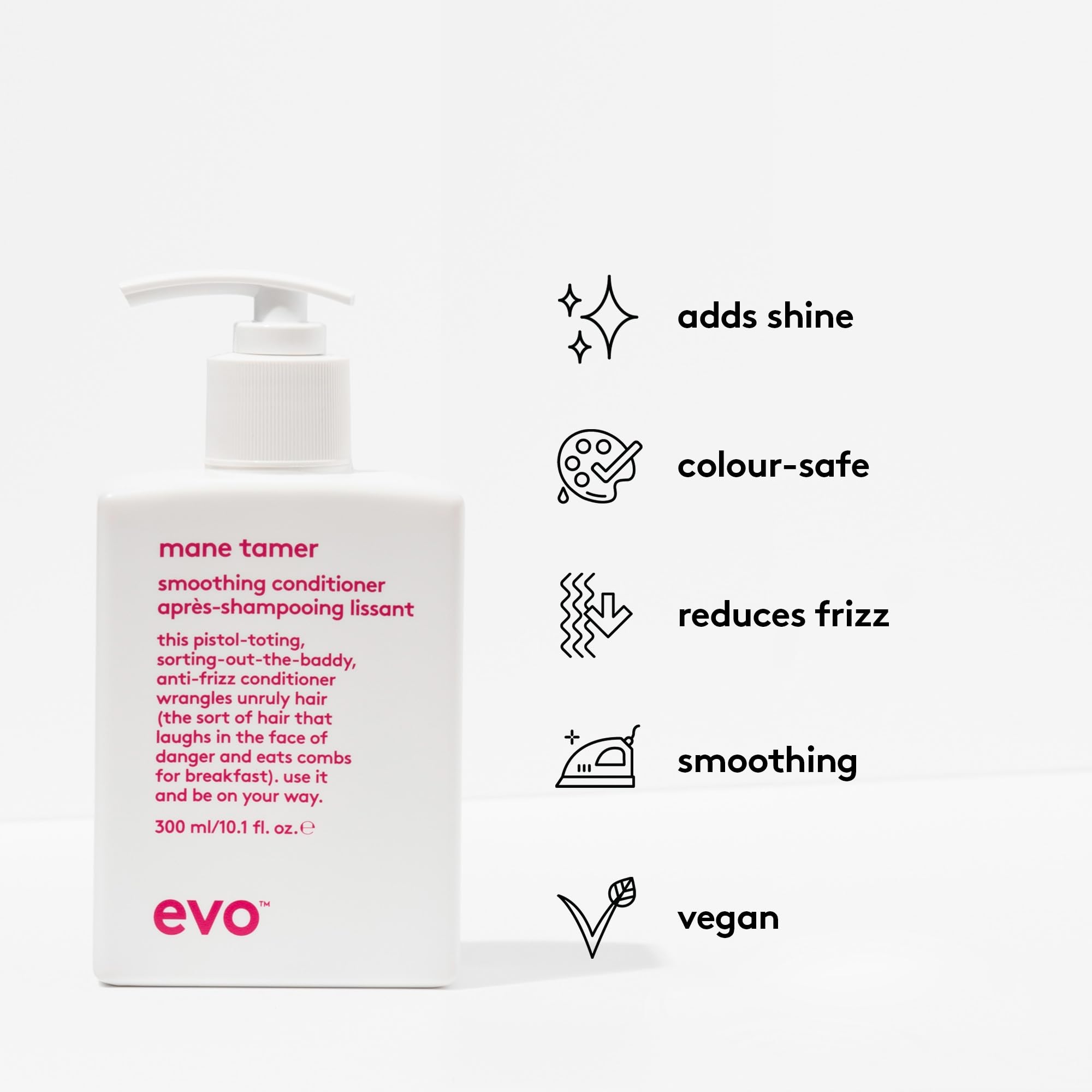 EVO Mane Tamer Acondicionador: textura cremosa para desenredar y suavizar.