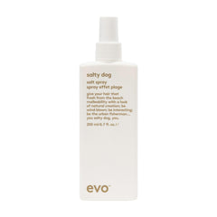 EVO Salty Dog Spray: botella frontal con textura de playa y acabado mate