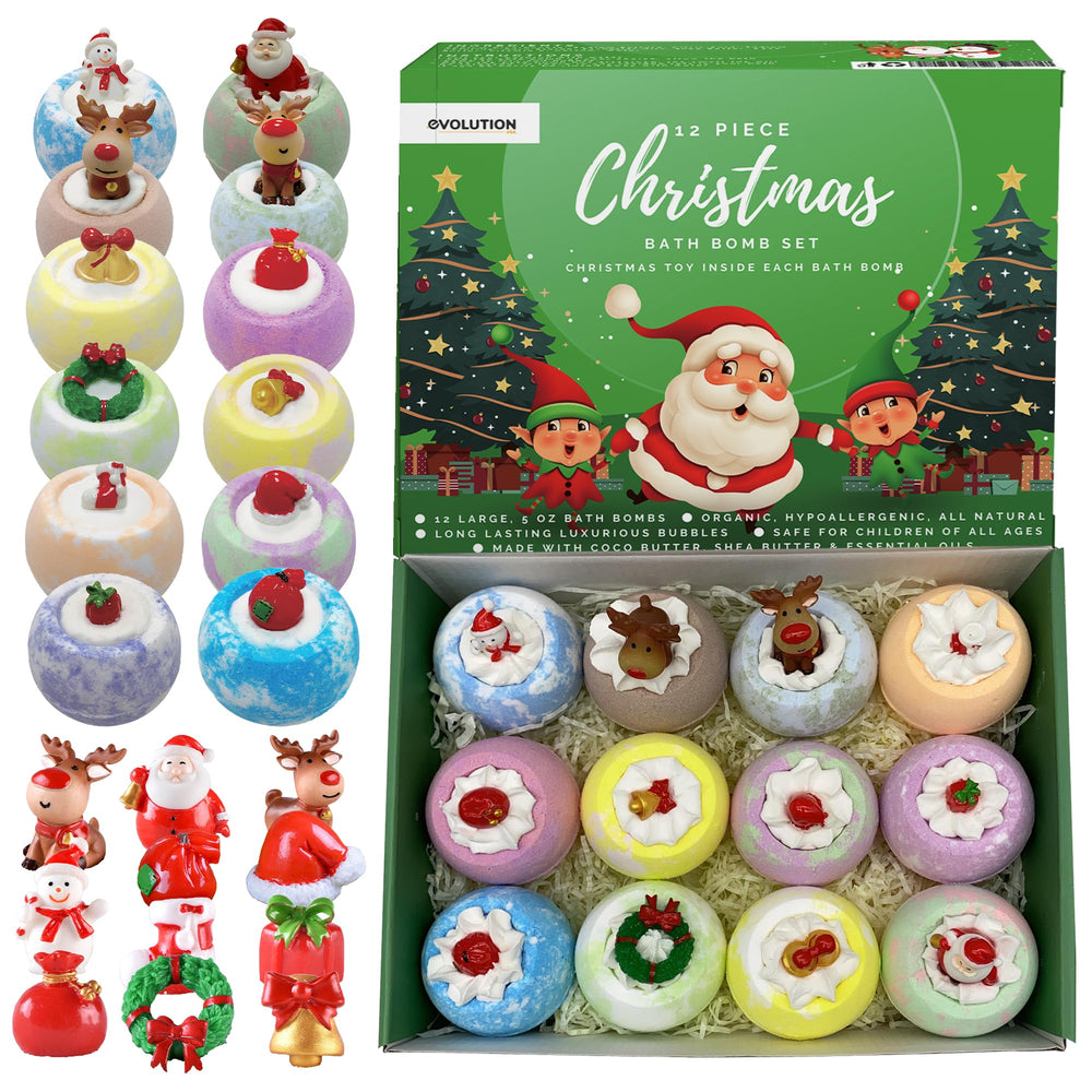 EvolutionUSA Bombas de baño navideñas con juguete en su interior para sorprender