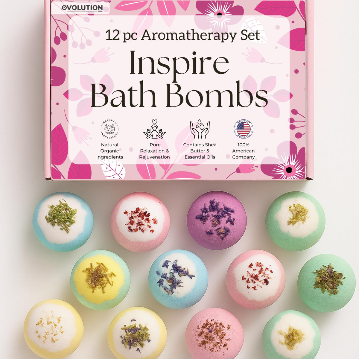 EvolutionUSA Inspire: bomba de baño con flores secas para una experiencia floral relajante