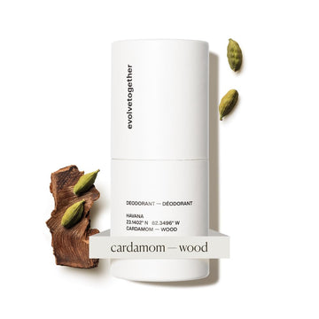Desodorante evolvetogether sin aluminio en envase, aroma Vetiver y Cedro para uso diario