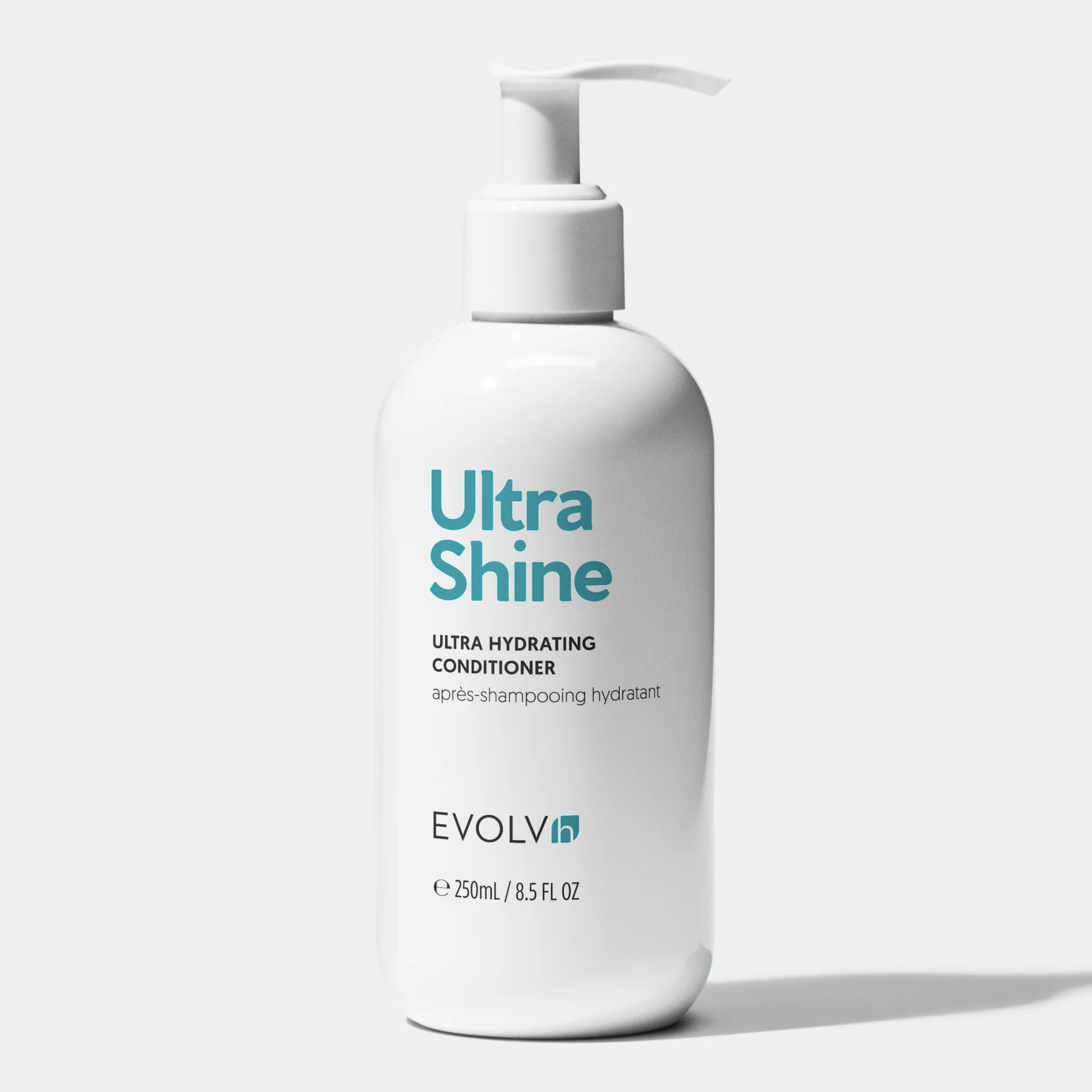EVOLVh UltraShine emballage recyclable, soin respectueux des cheveux.