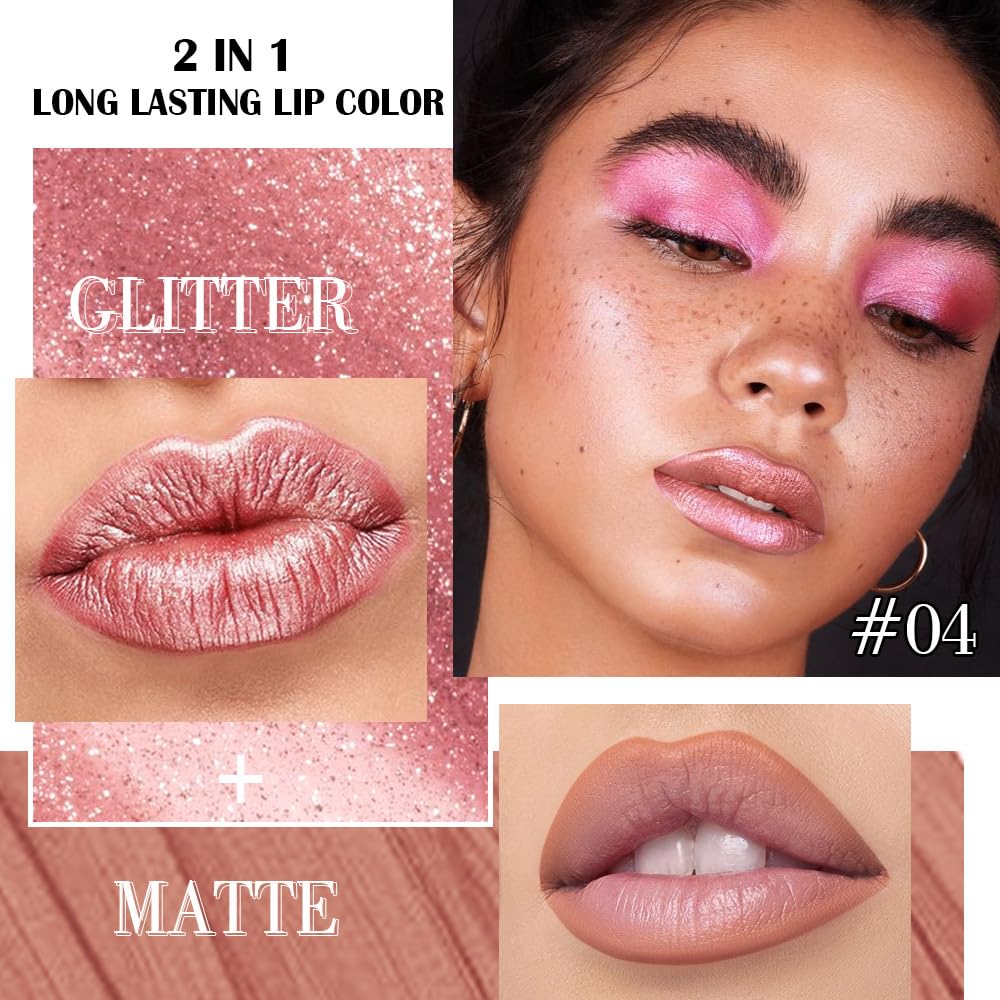evpct brillo-labial irisado rosado metalico proporciona efecto perlado y textura ligera.