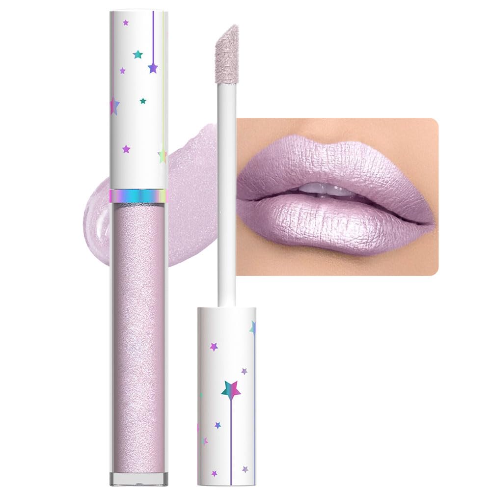 evpct brillo labial perlado morado claro para un acabado luminoso y duradero.