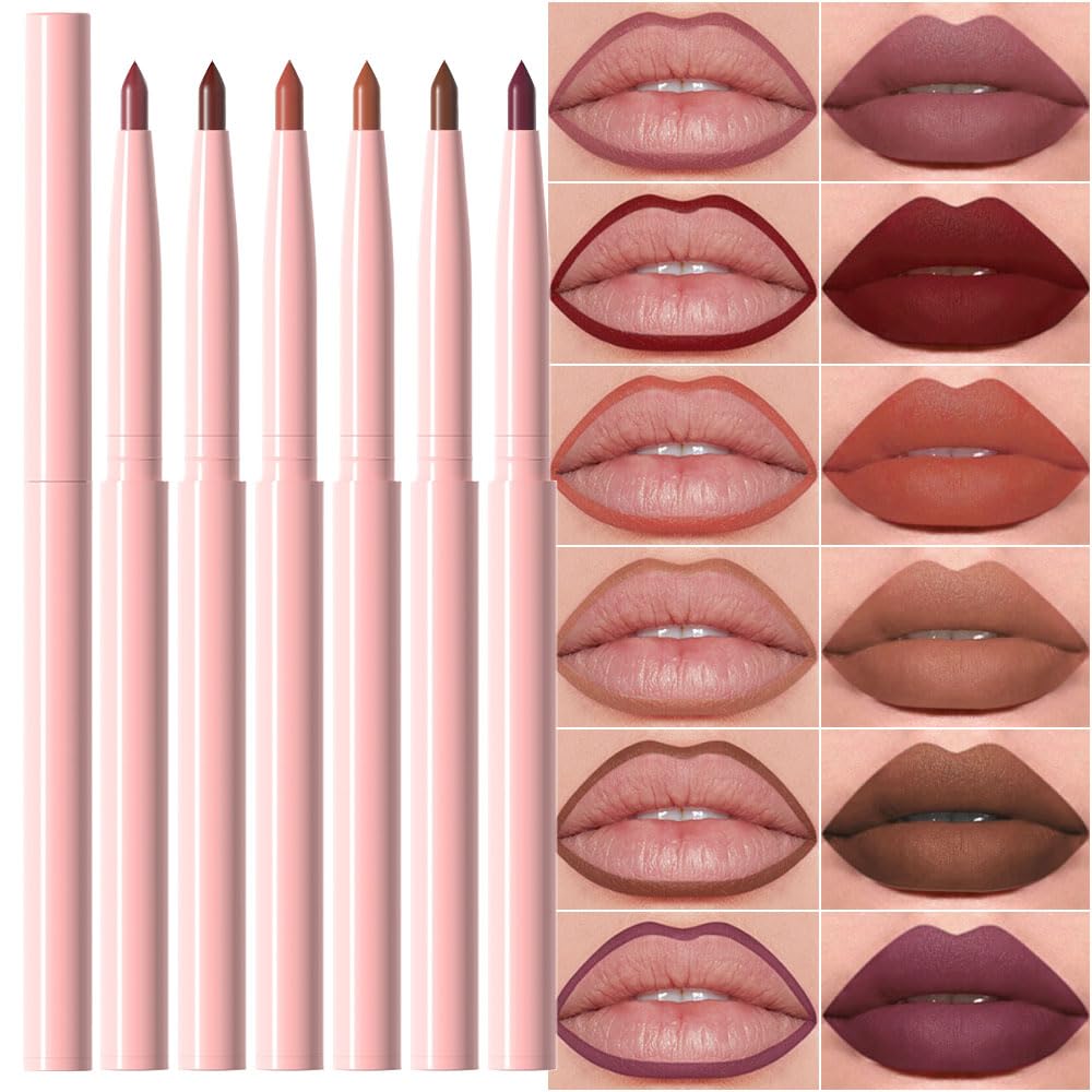 evpct delineador labial retráctil, set de 6, definición precisa para contornear los labios