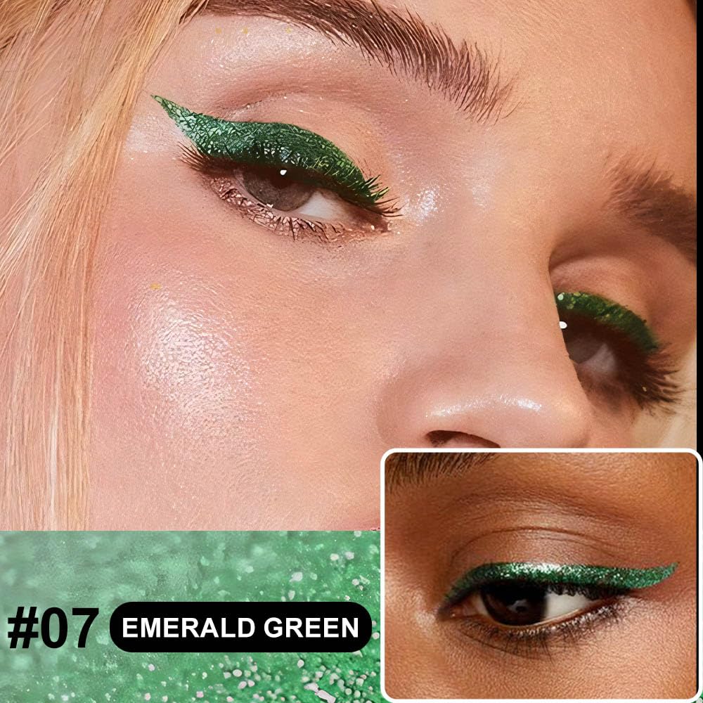 evpct delineador liquido brillo verde metalico para un acabado reluciente.