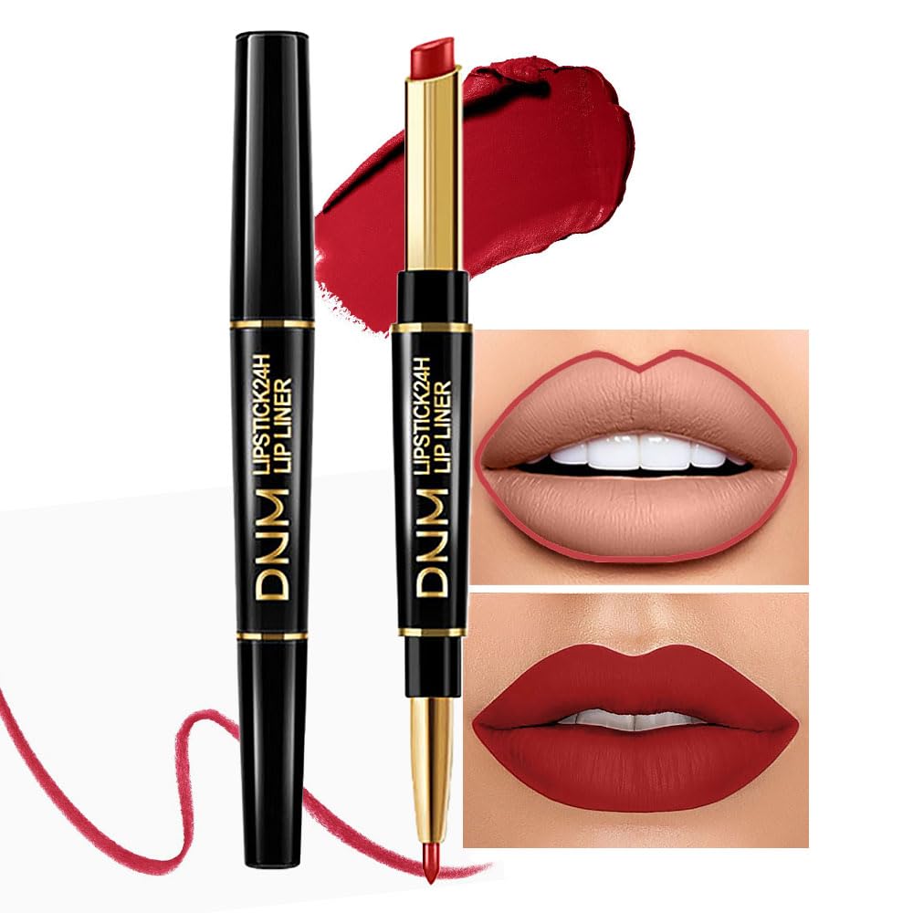 evpct set doble punta labial rojo ruby: delineador y barra para acabado mate duradero