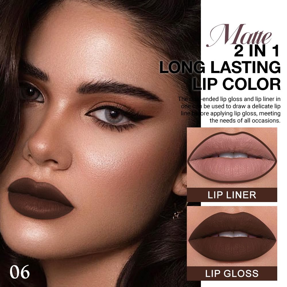 evpct labial líquido chocolate marrón oscuro, color intenso con acabado mate