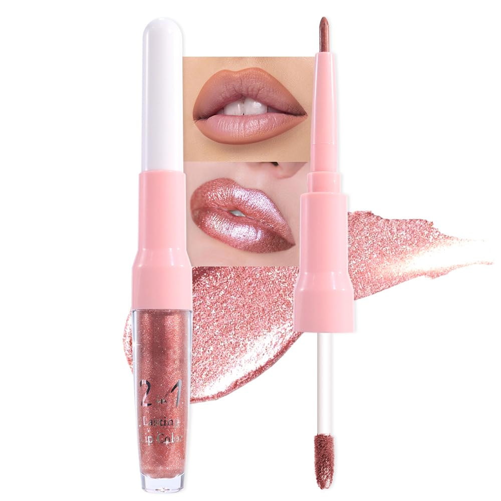 evpct labial-liquido rosado palido irisado aporta color intenso con brillo suave.