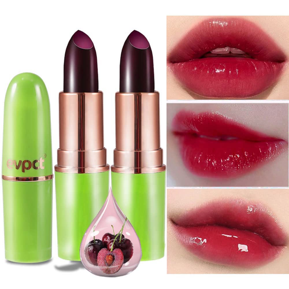 labial evpct magico cambio color en muestra, tono dinámico para labios hidratados.