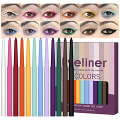 Conjunto Evpct de delineadores gel mate en 12 colores para looks versátiles.