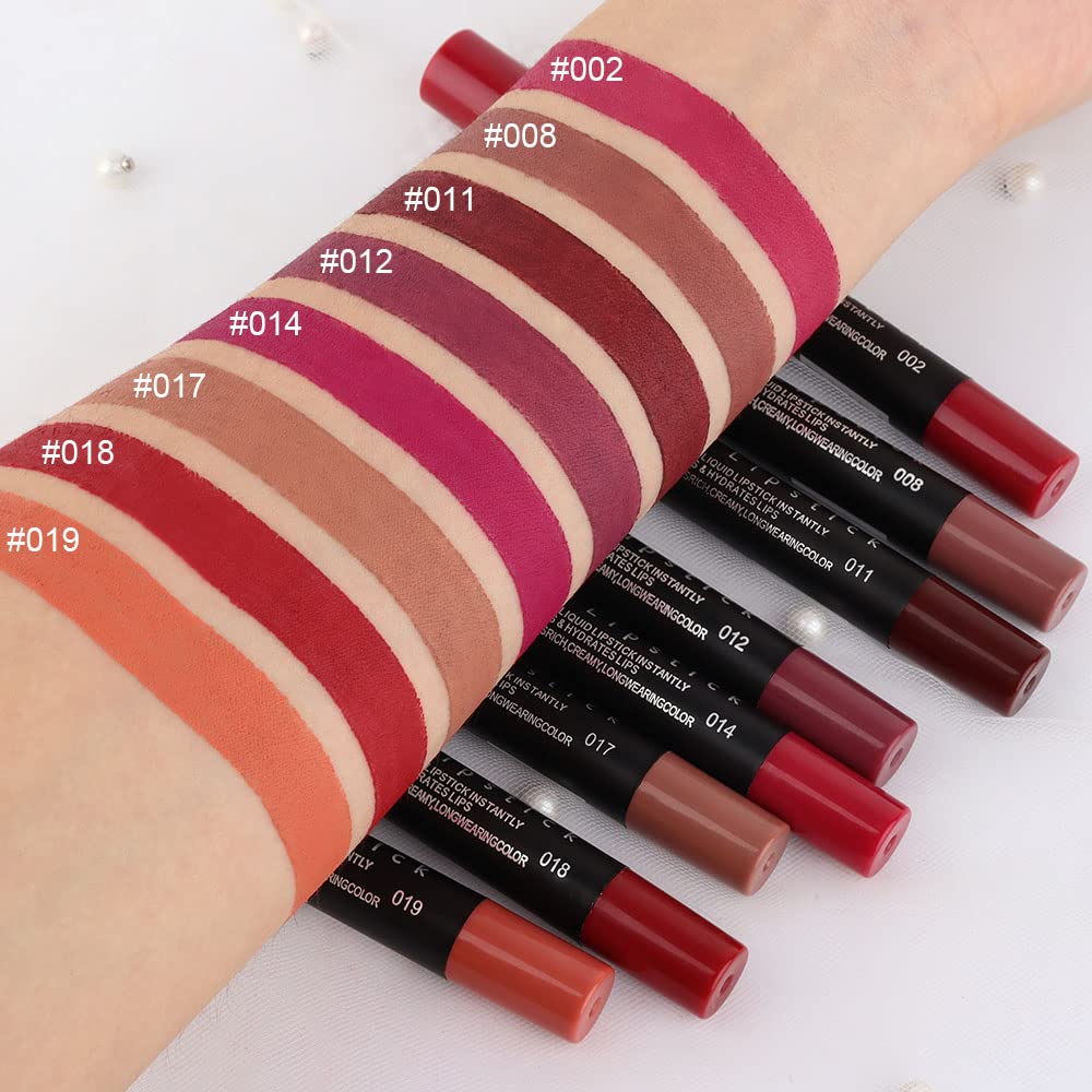 evpct lip crayon collection swatches, creamy texture visible for precise lip lining.