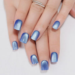 evpct uñas pegables ojo de gato azul corto y cuadradas para estilo sofisticado