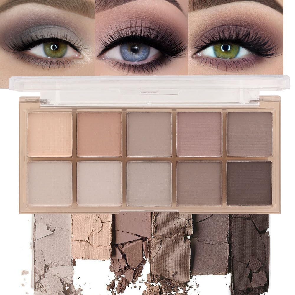 evpct paleta sombras 10 colores neutros matte: textura suave y pigmentación duradera para diario.