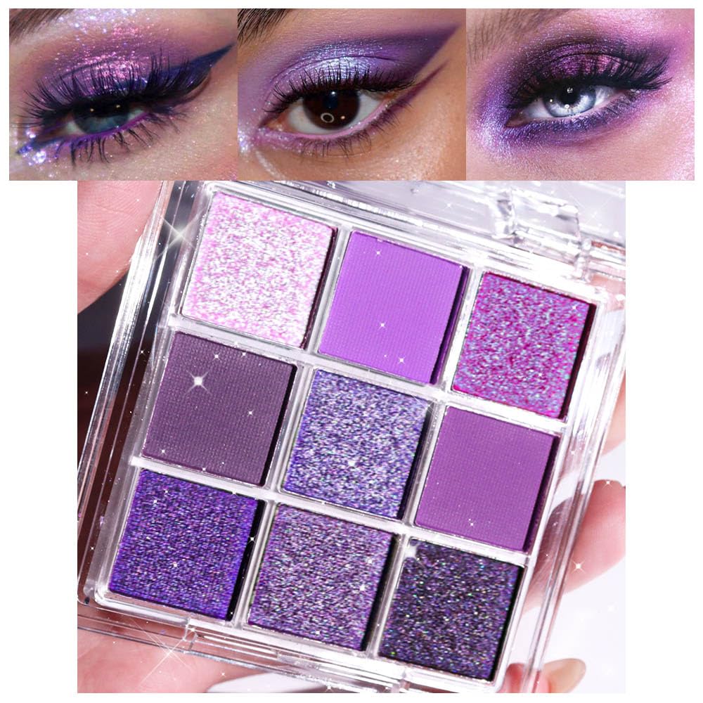 evpct paleta de sombras 9 colores con brillos metálicos para looks glam duraderos