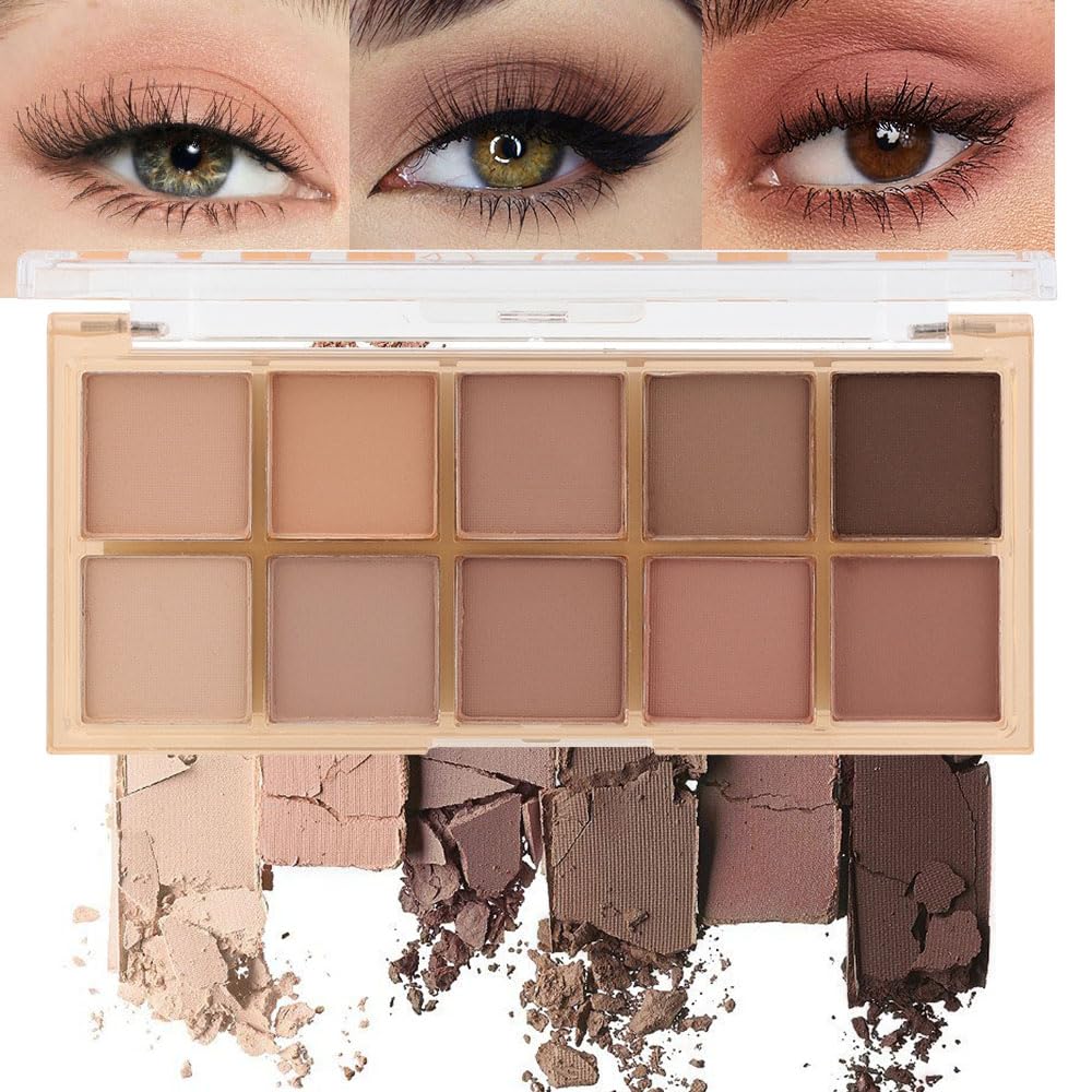 evpct Paleta de sombras con 10 tonos neutros para looks diarios y suaves