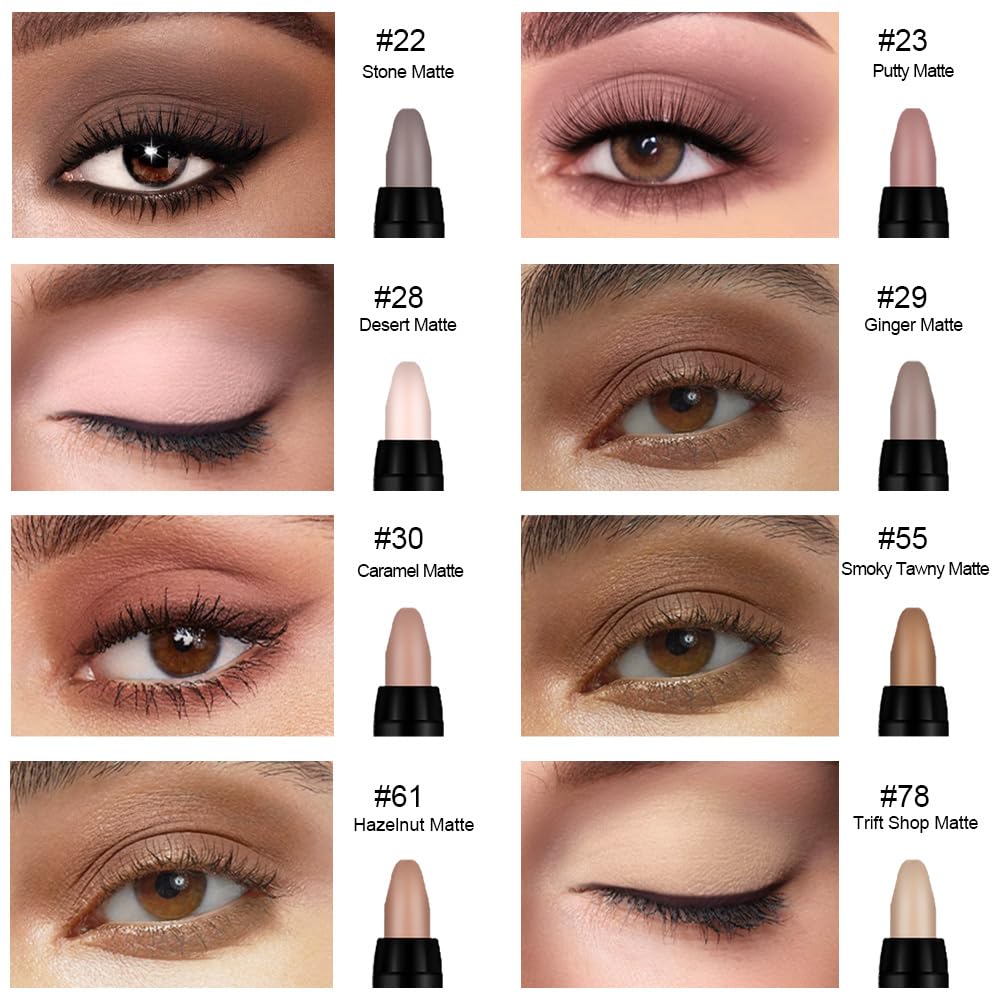 evpct sombras crema nude caramelo, acabado mate duradero para uso diario