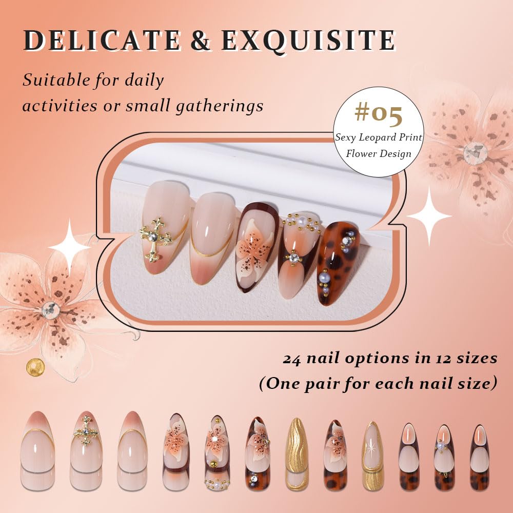 evpct uñas 3D almendra media ajuste natural para uñas cómodas