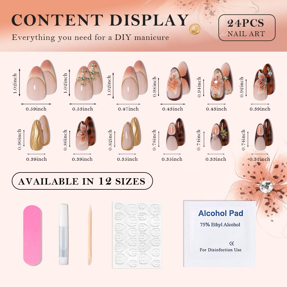 evpct uñas postizas 3D almendra media reutilizables para varias aplicaciones