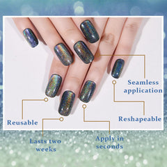 evpct uñas con brillo iridiscente para looks festivos