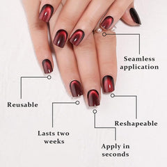 evpct uñas corte cuadrado corto negro vino para uso diario