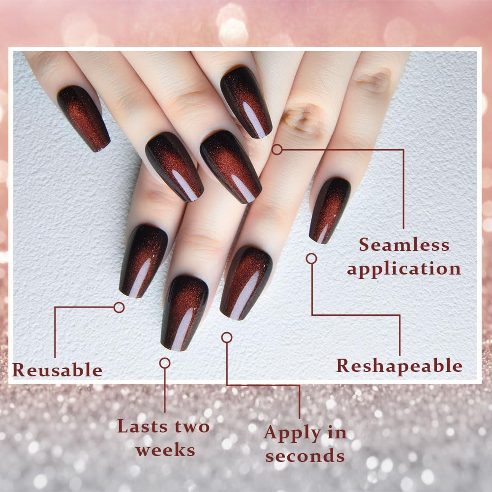 evpct uñas con longitud media y forma ataúd, look elegante y cómodo