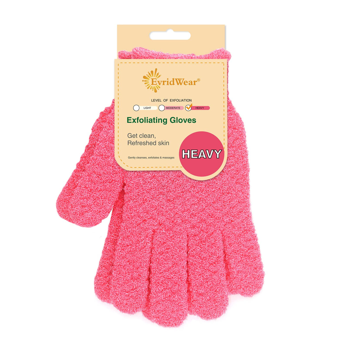 Guante exfoliante Evridwear, textura doble para exfoliar suavemente la piel.
