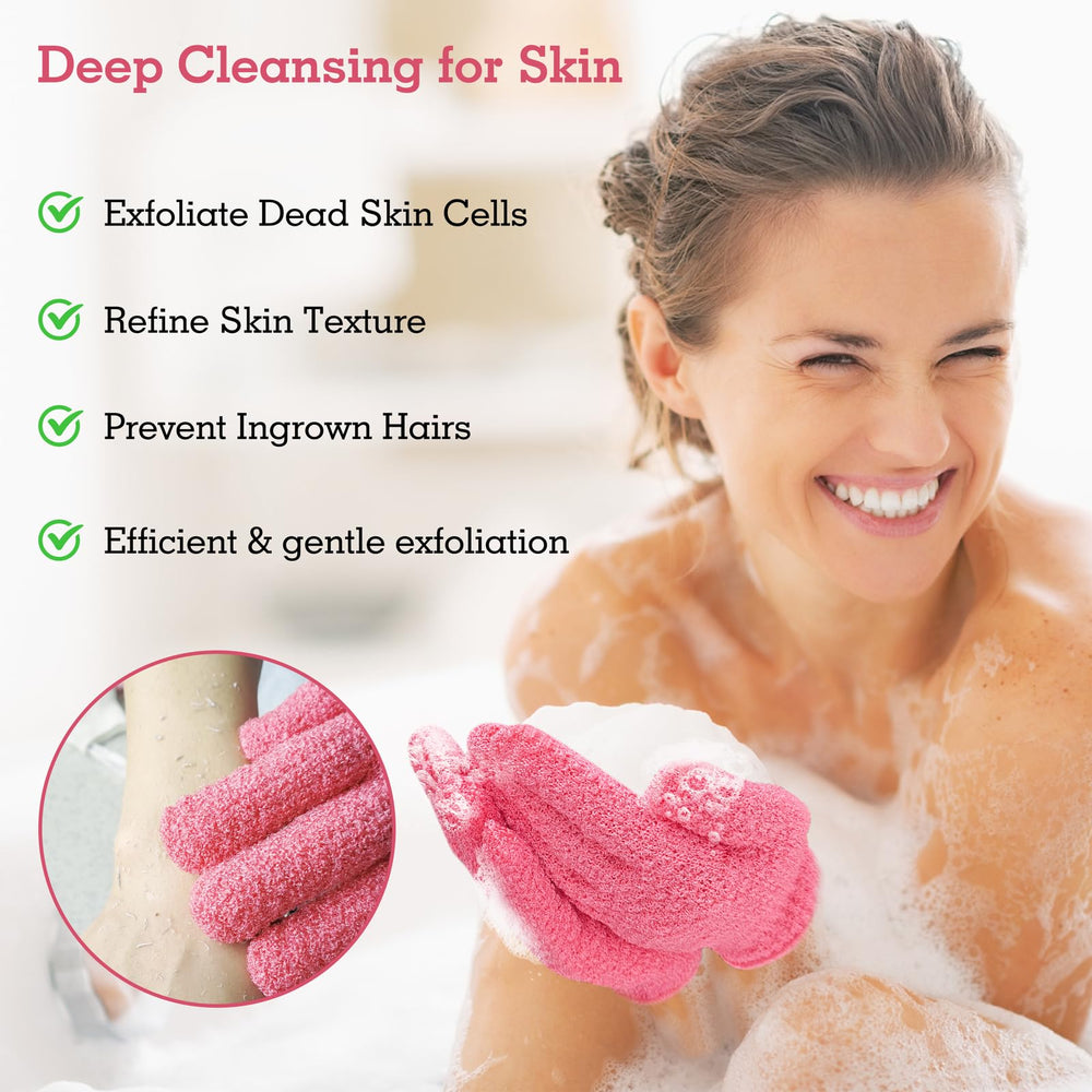 Guante exfoliante Evridwear con textura rugosa para zonas difíciles.