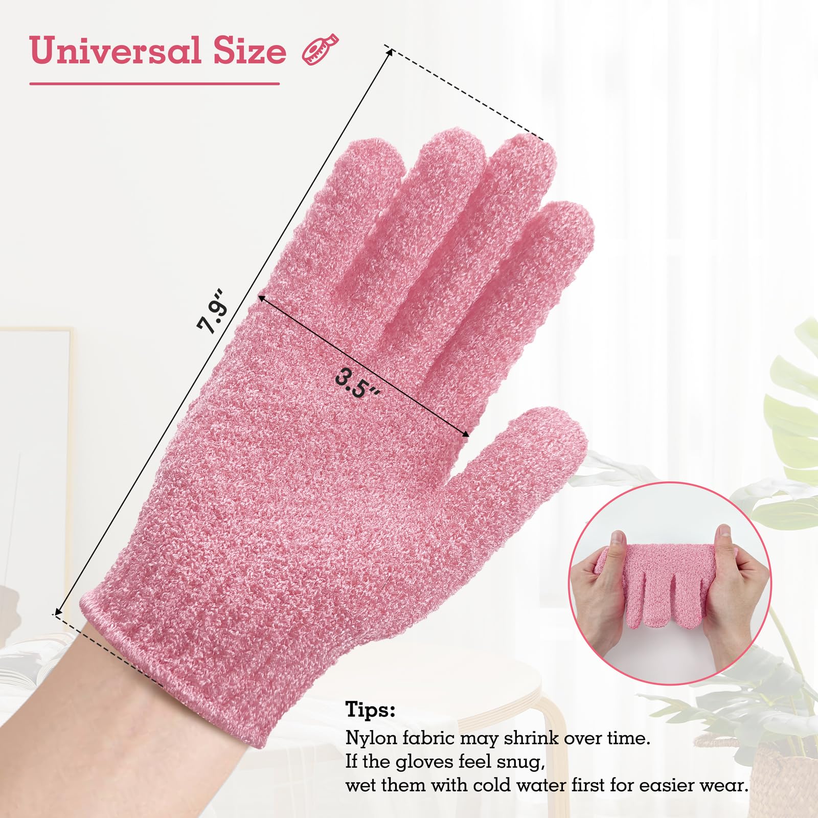 Guante exfoliante Evridwear con gancho para colgar facilita el secado.