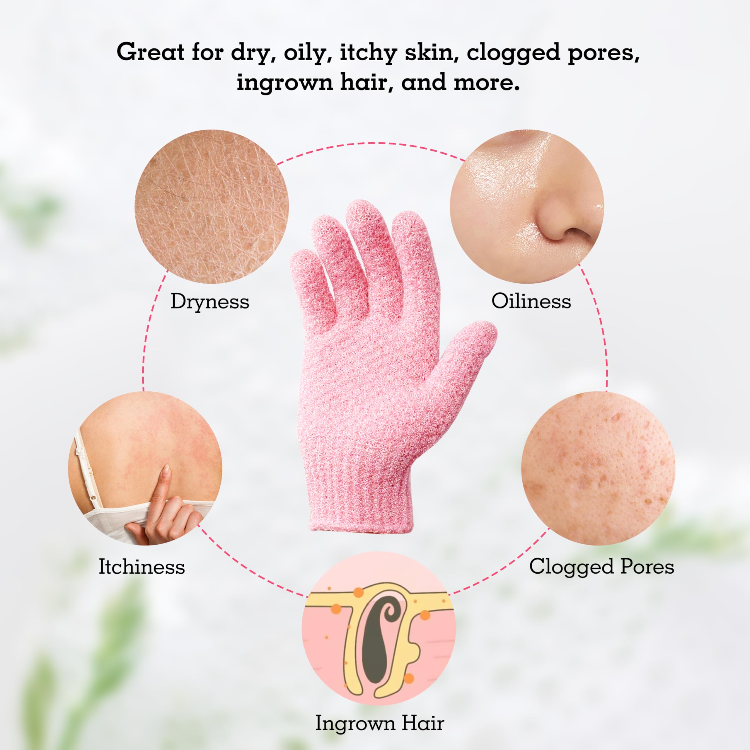 Guante exfoliante Evridwear para piel más suave tras el uso regular.