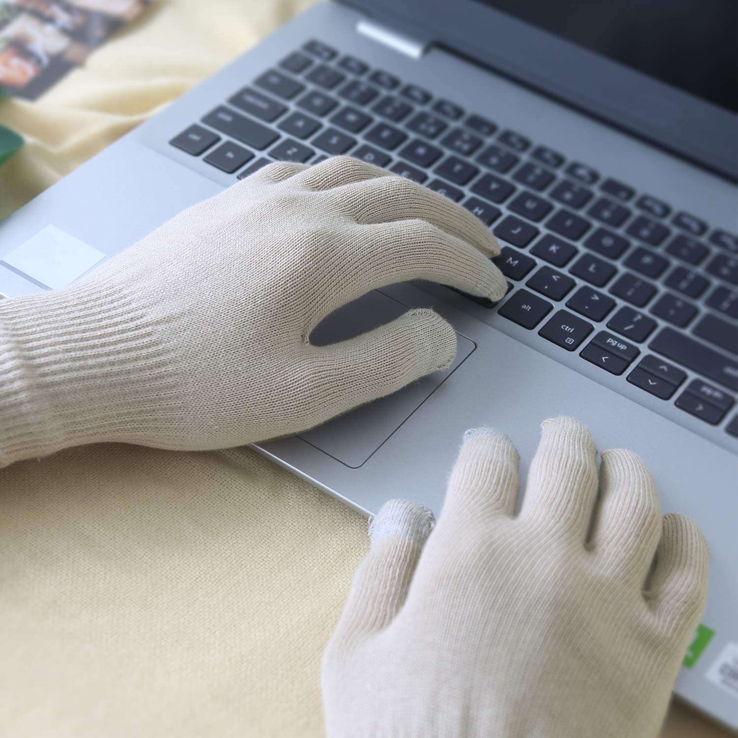 Guantes Evridwear de algodón para spa y cosmética en casa.